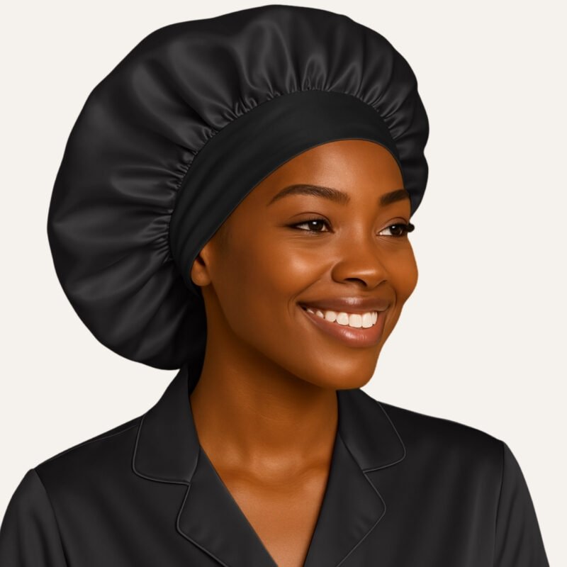 Black Extra Large satin bonnet