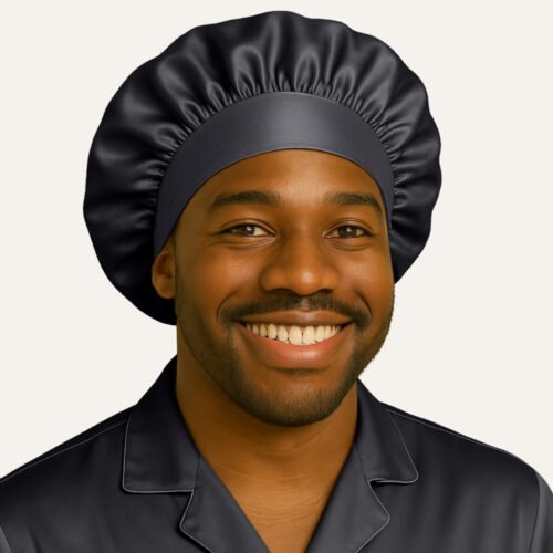 Black satin men bonnet
