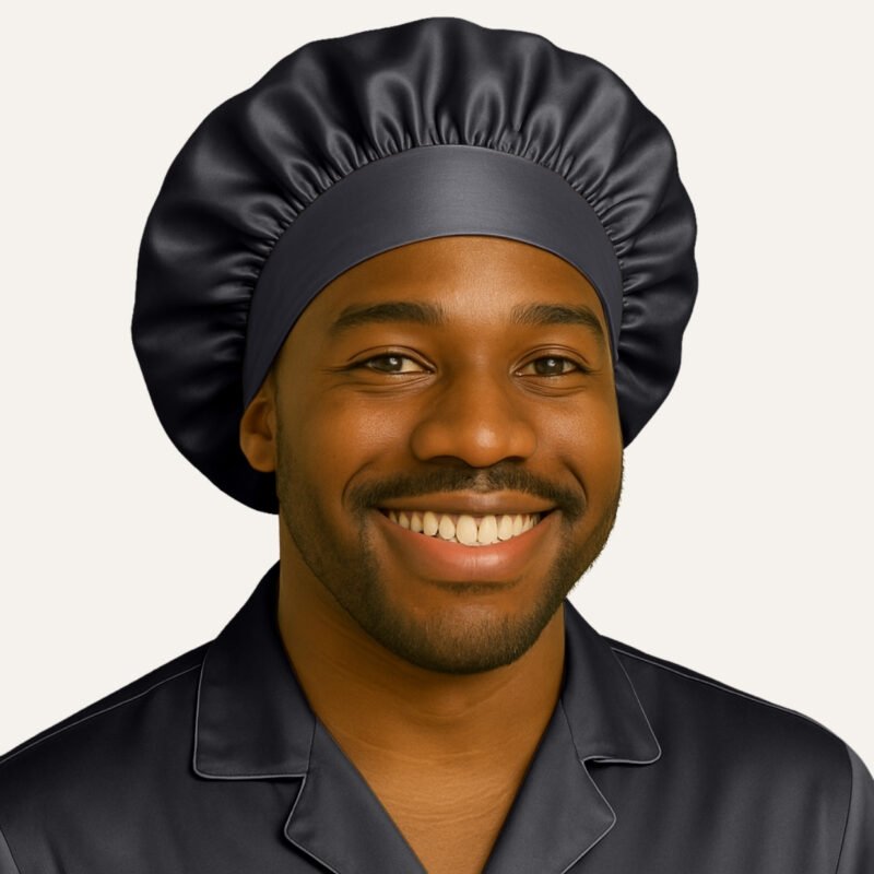 Black satin men bonnet