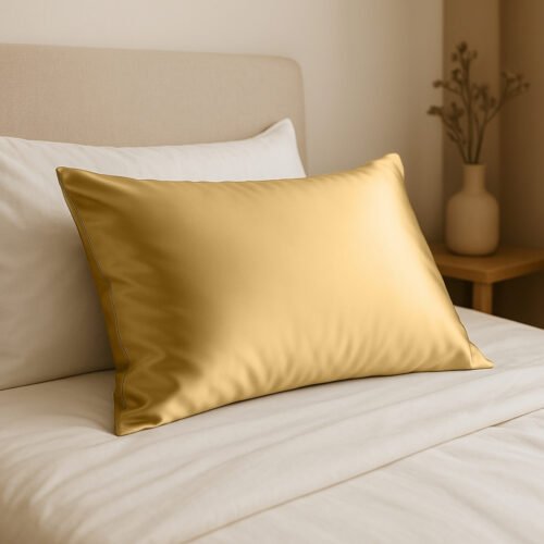 Golden satin pillowcase