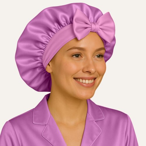 Lavender Pink satin bonnet for straight hair