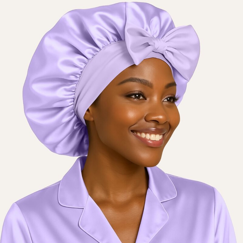Light Purple Adjustable satin bonnet with tie for sleeping