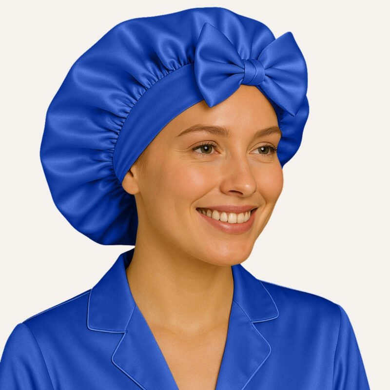 Royal Blue satin bonnet for straight hair