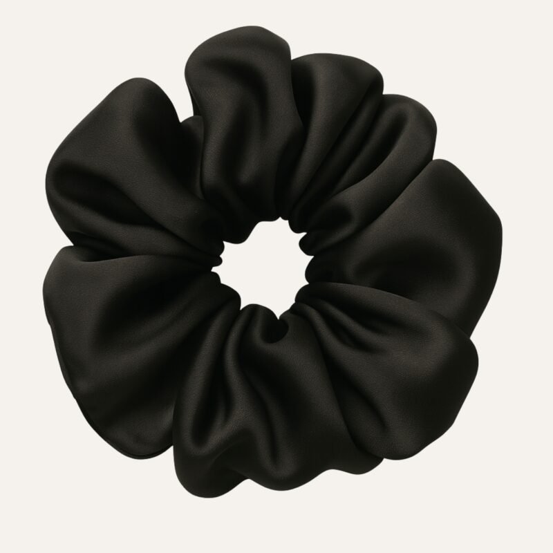 Black Oversized Satin Scrunchie​