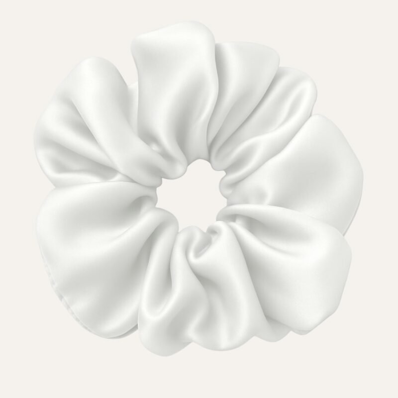 White Oversized Satin Scrunchie​