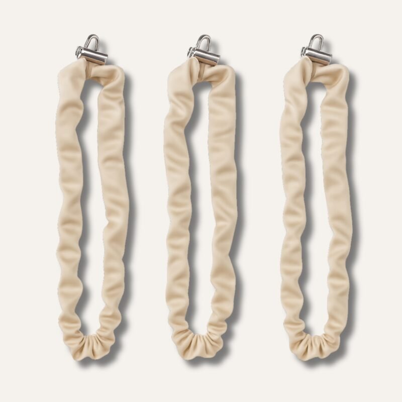 Beige Extra Long Adjustable Satin Scrunchie