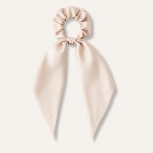 Beige Satin Scarf Scrunchie