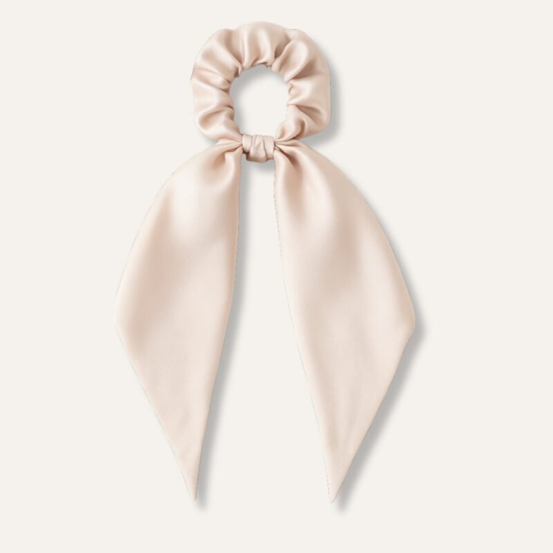 Beige Satin Scarf Scrunchie