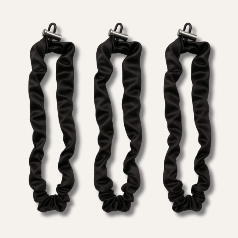 Black Extra Long Adjustable Satin Scrunchie