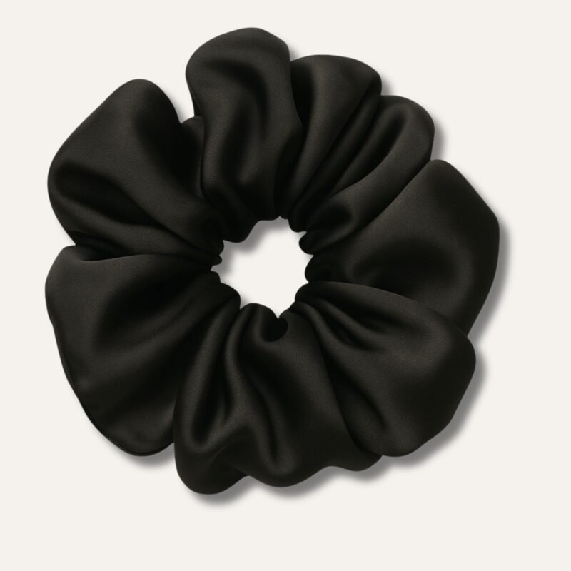 Black XL Big Satin Scrunchies