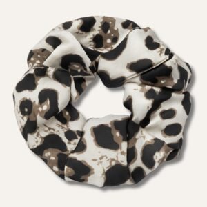 Satin White Leopard Scrunchie