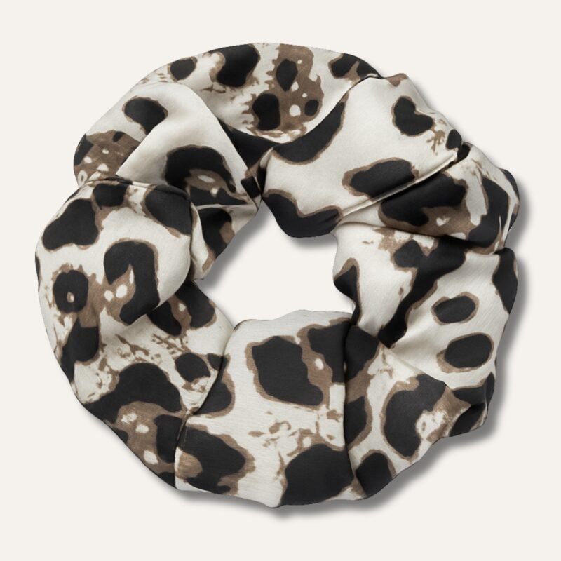 Satin White Leopard Scrunchie