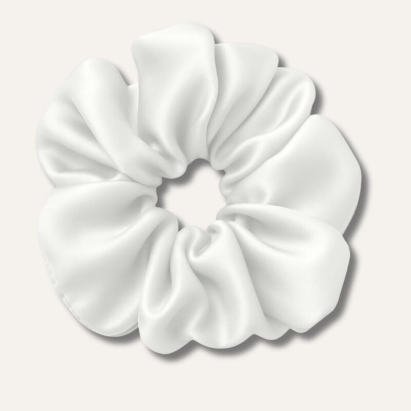 White XL Big Satin Scrunchies